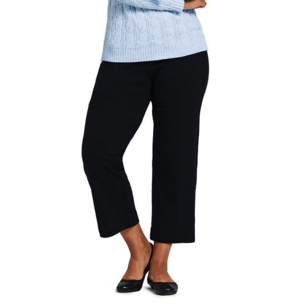 Lands' End Black Cropped Straight-Leg Pants